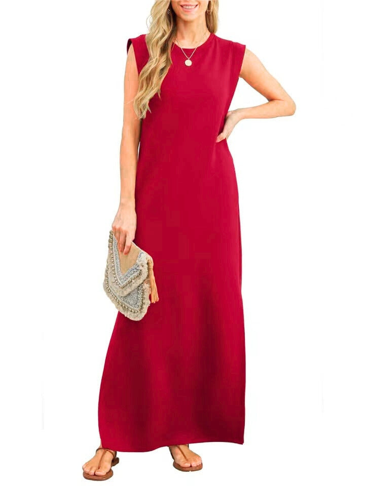 ladies red summer dress Women's Sleeveless Maxi Style Colors:Fuchsia Multi Evette | Square Neck Made of a lightweight 2025BFCM1860