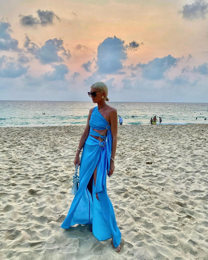 Women's Summer Dress One Shoulder with Ring Detail | Maxi