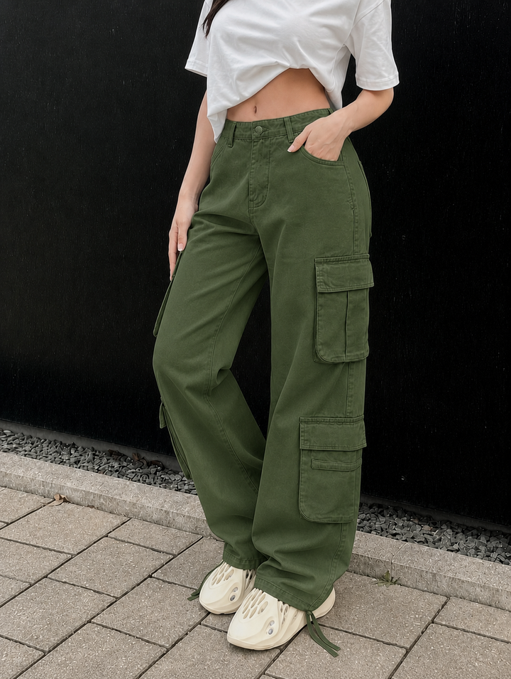 Women's Cargo Pants with Wide Leg & SIde Pockets | Relaxed Baggy