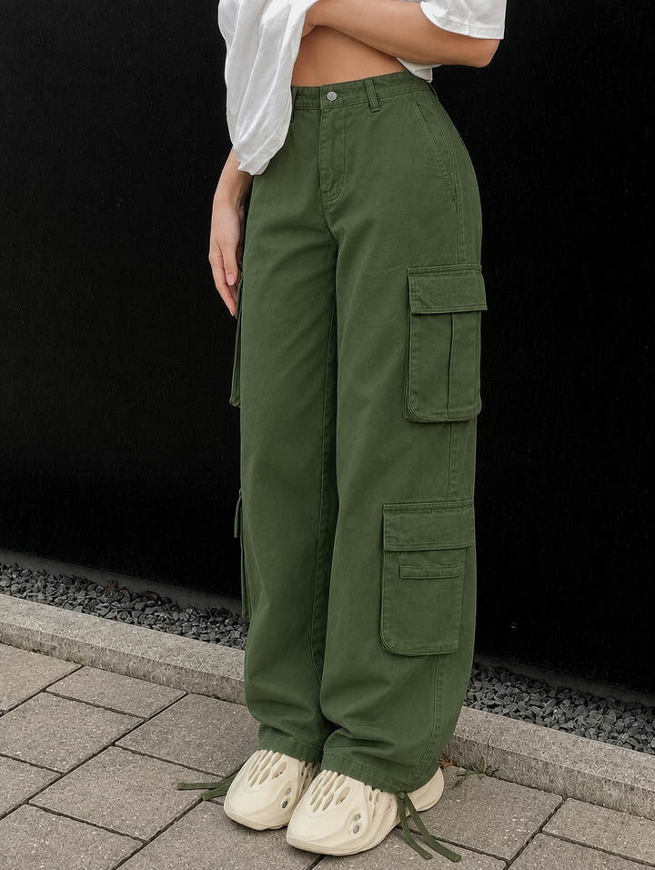 Women's Cargo Pants with Wide Leg & SIde Pockets | Relaxed Baggy