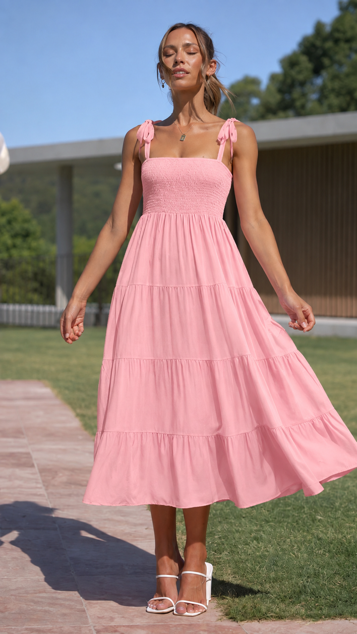 Women's Formal Sundress with Tiered Skirt | Midi