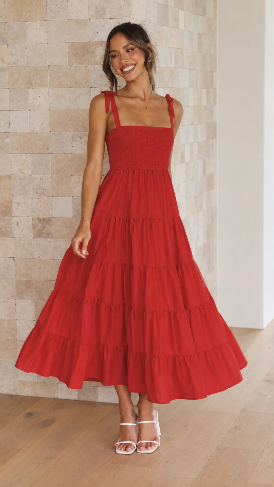 Women's Formal Sundress with Tiered Skirt | Midi