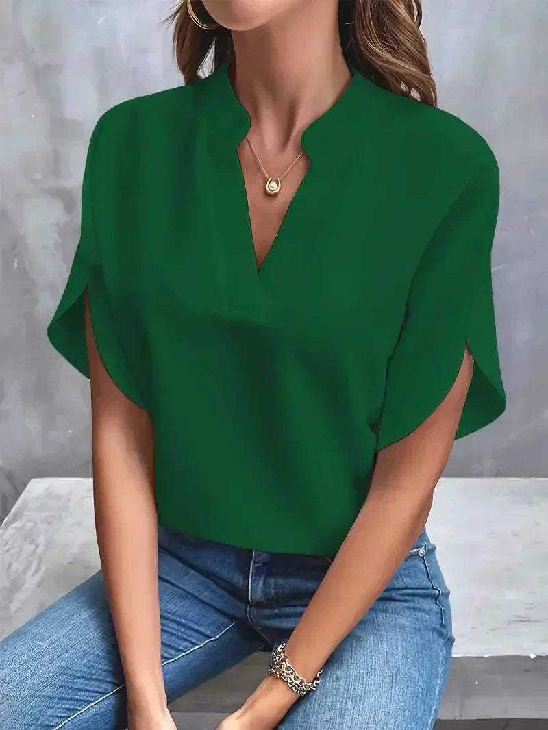 Women's Tshirt V-Neck Split Sleeve | Short Sleeve