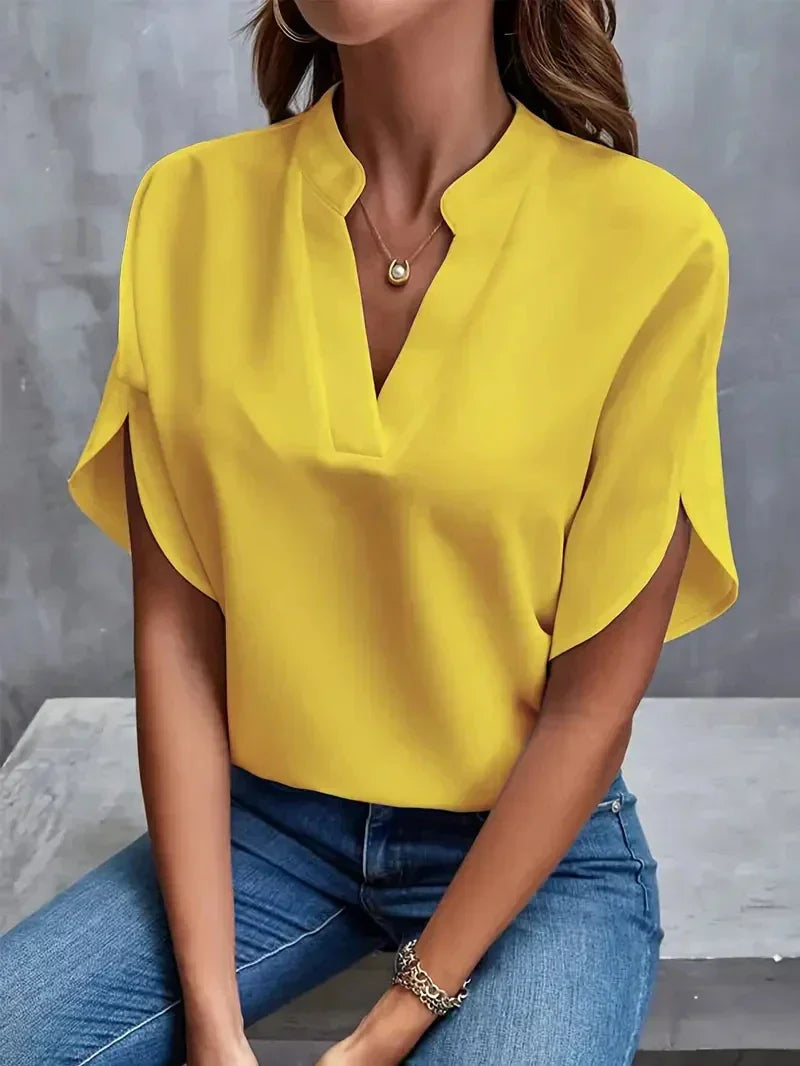 Women's Tshirt V-Neck Split Sleeve | Short Sleeve
