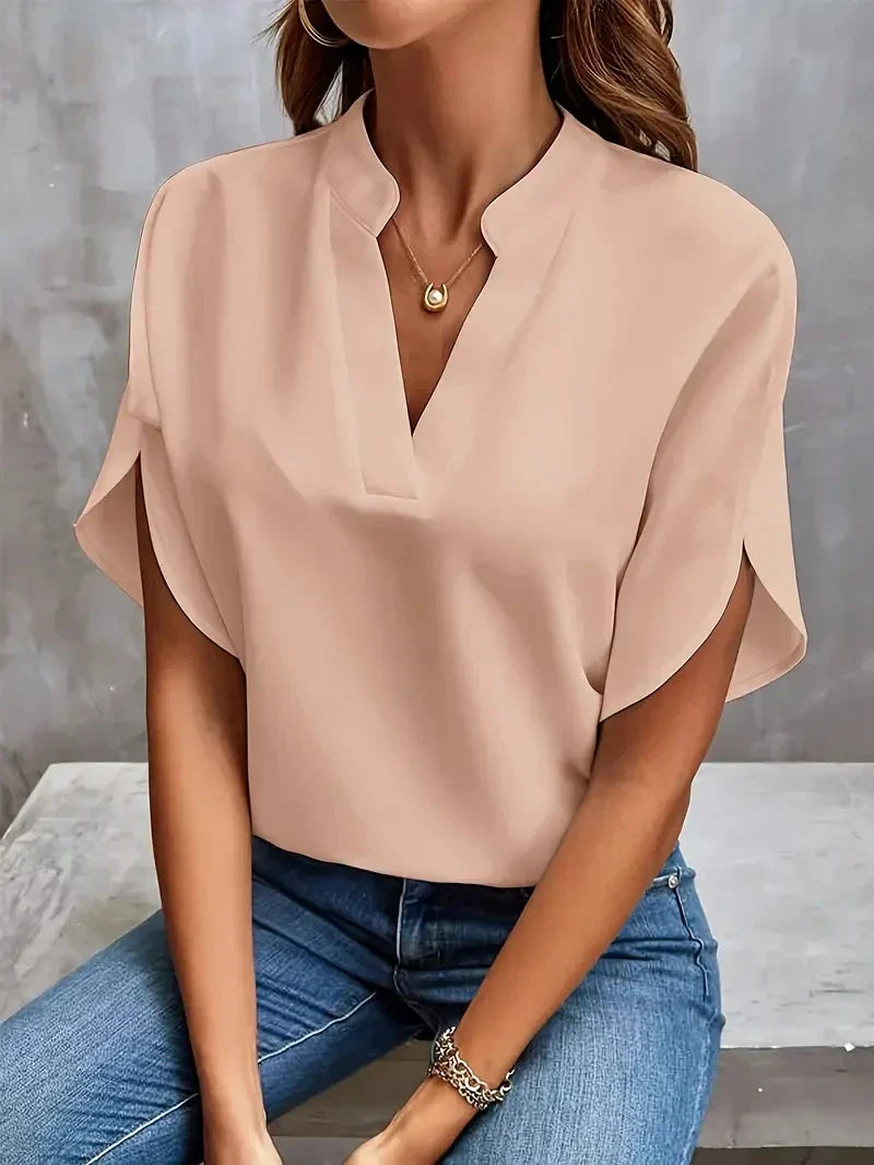 Women's Tshirt V-Neck Split Sleeve | Short Sleeve