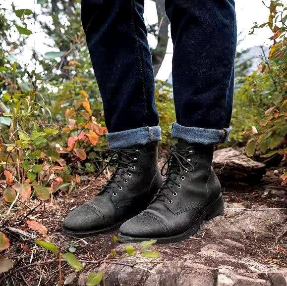 Men's Ankle Work Boots with Lace Up Front & Cap Toe | Vintage Style