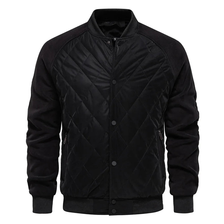 Men's Bomber Jacket Quilted Varsity with Snap Button | Padded