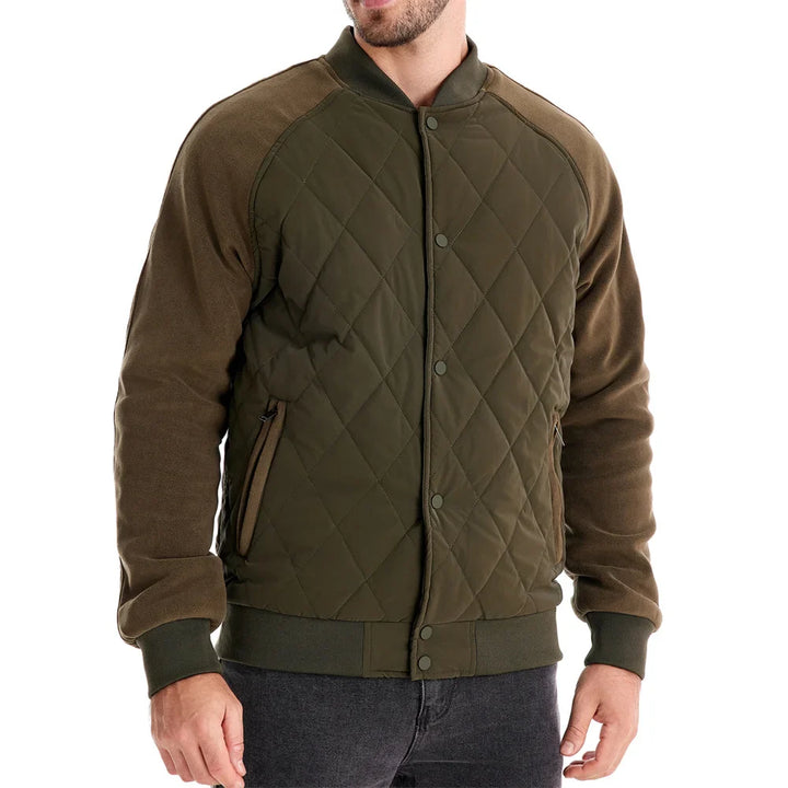 Men's Bomber Jacket Quilted Varsity with Snap Button | Padded