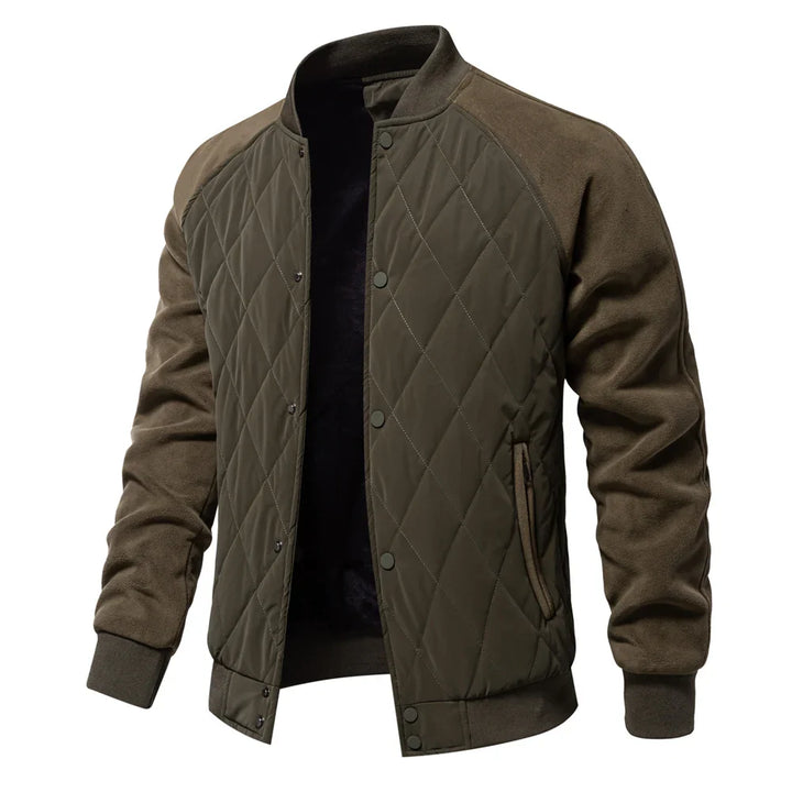 Men's Bomber Jacket Quilted Varsity with Snap Button | Padded