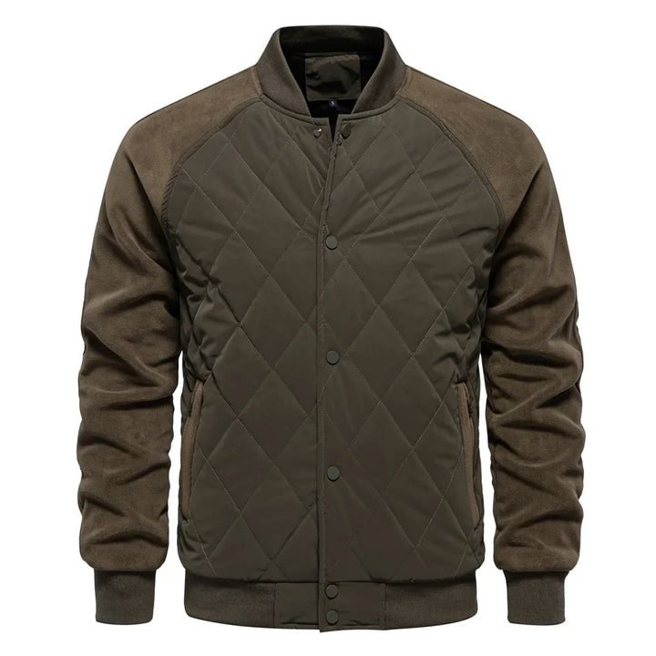 Men's Bomber Jacket Quilted Varsity with Snap Button | Padded
