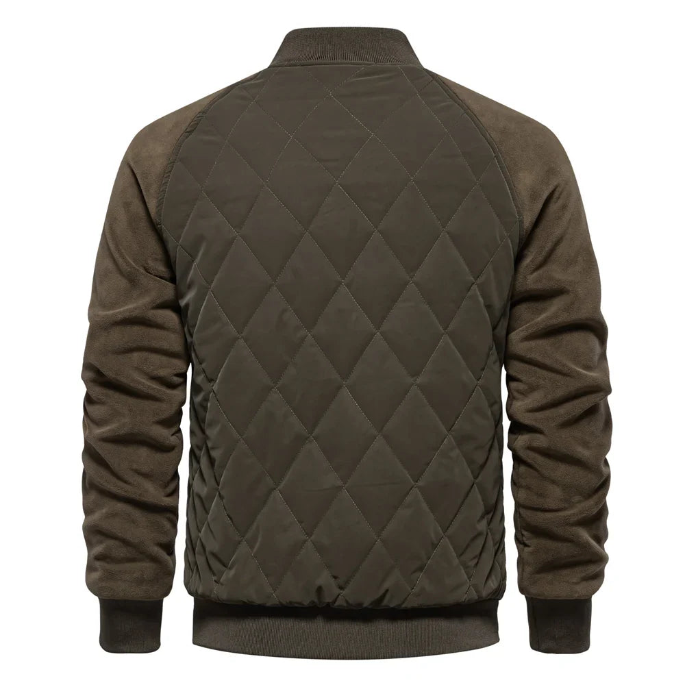 Men's Bomber Jacket Quilted Varsity with Snap Button | Padded