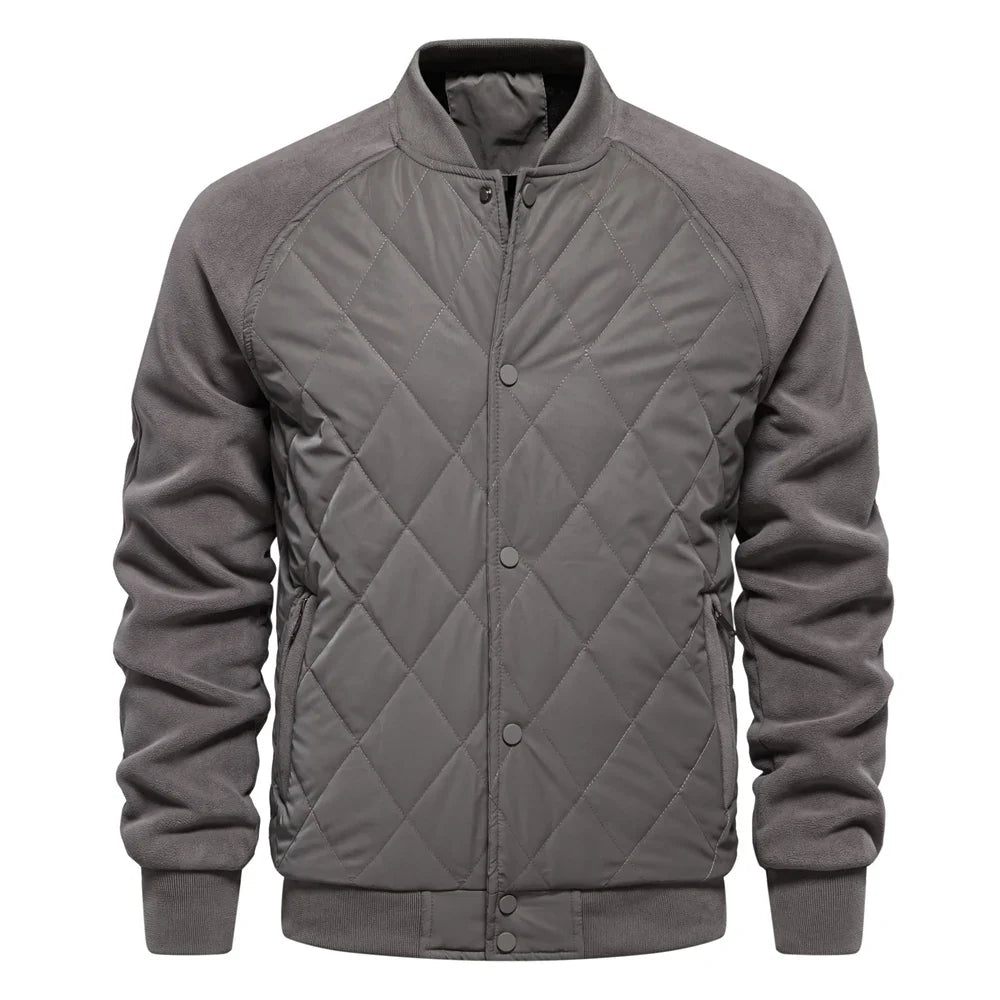 Men's Bomber Jacket Quilted Varsity with Snap Button | Padded
