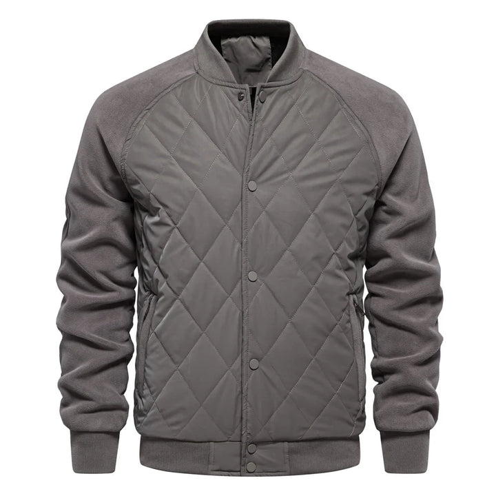 Men's Bomber Jacket Quilted Varsity with Snap Button | Padded