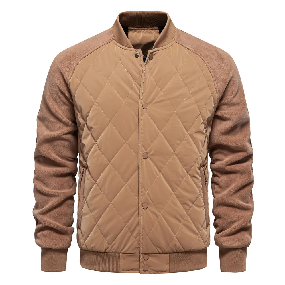 Men's Bomber Jacket Quilted Varsity with Snap Button | Padded