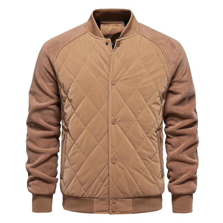 Men's Bomber Jacket Quilted Varsity with Snap Button | Padded