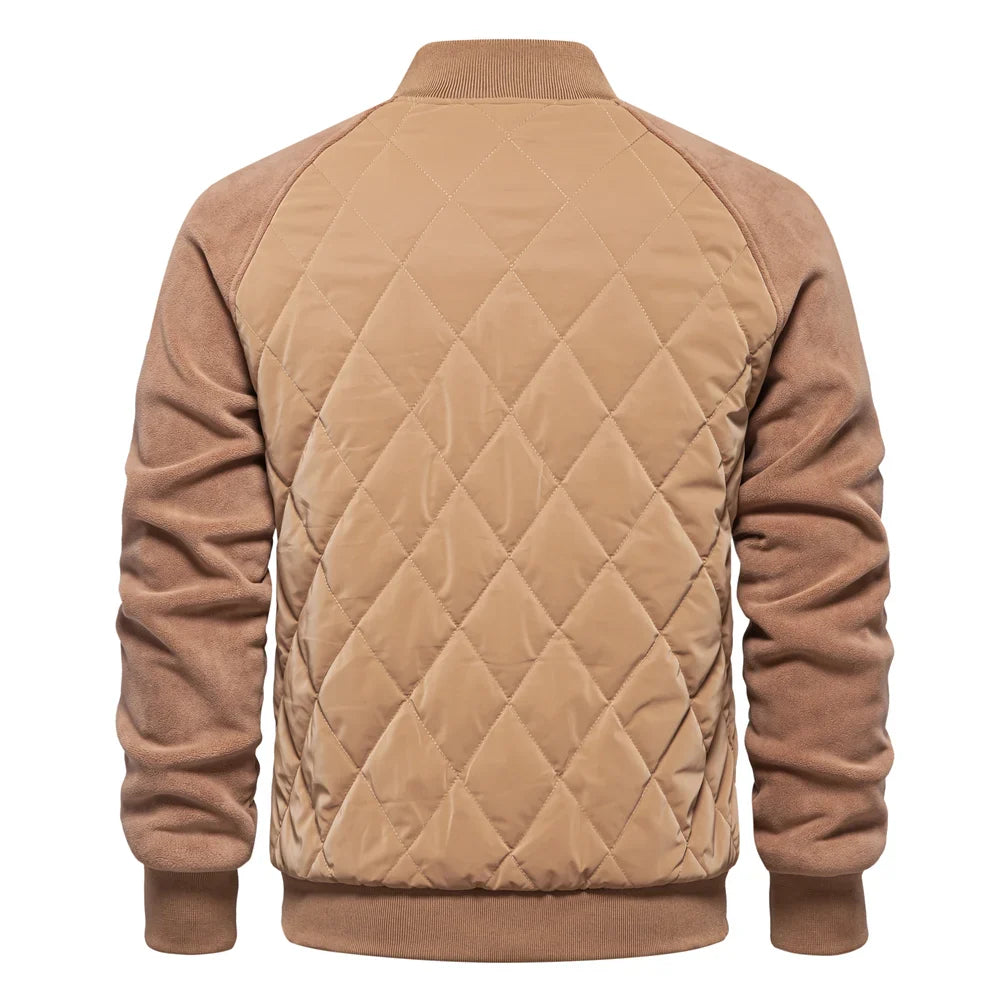 Men's Bomber Jacket Quilted Varsity with Snap Button | Padded
