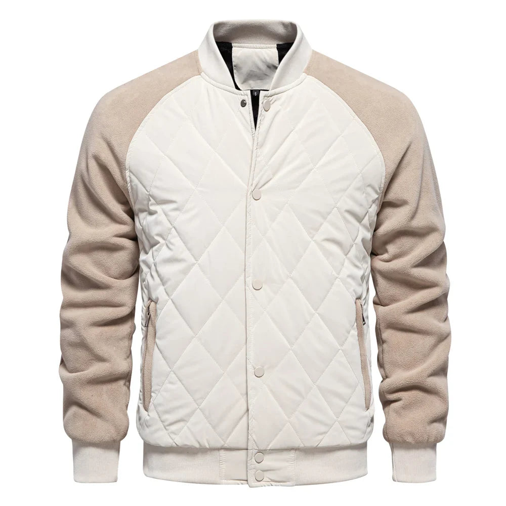 Men's Bomber Jacket Quilted Varsity with Snap Button | Padded