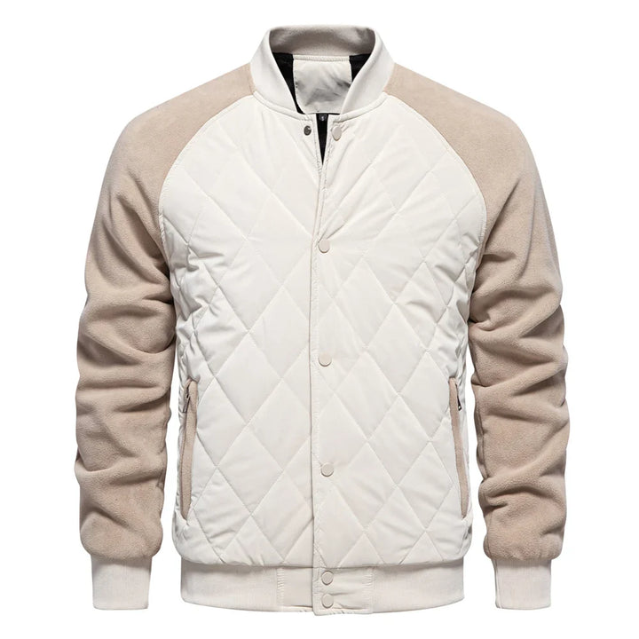 Men's Bomber Jacket Quilted Varsity with Snap Button | Padded