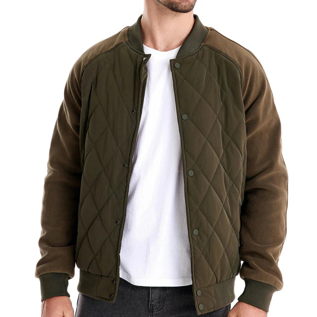 Men's Bomber Jacket Quilted Varsity with Snap Button | Padded