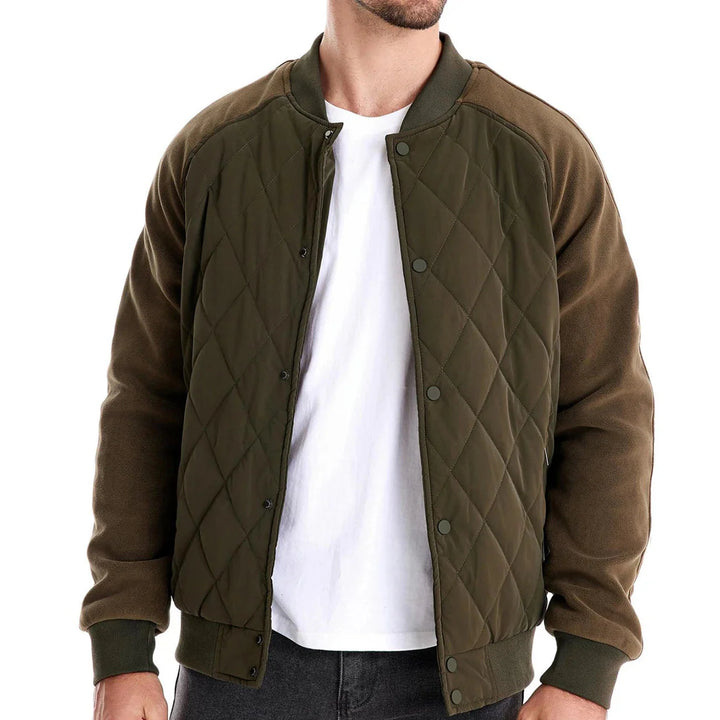 Men's Bomber Jacket Quilted Varsity with Snap Button | Padded
