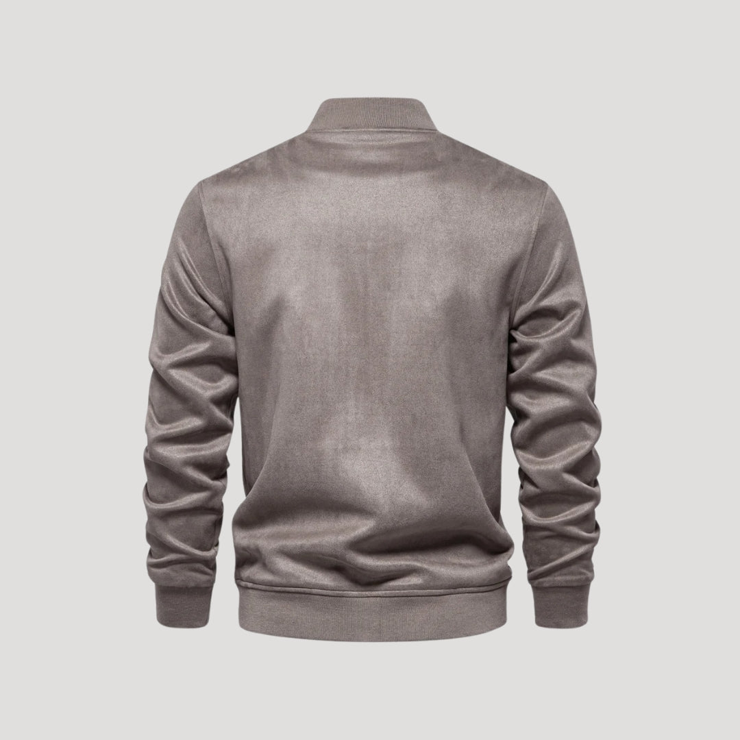 Men's Bomber Jacket with Button Front & Ribbed Trim | Flap Pockets