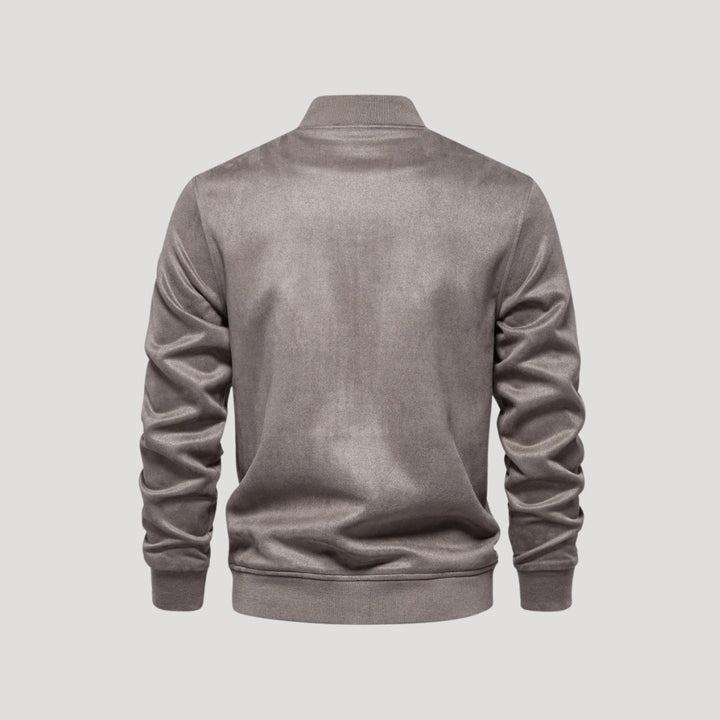 Men's Bomber Jacket with Button Front & Ribbed Trim | Flap Pockets