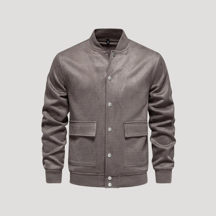 Men's Bomber Jacket with Button Front & Ribbed Trim | Flap Pockets