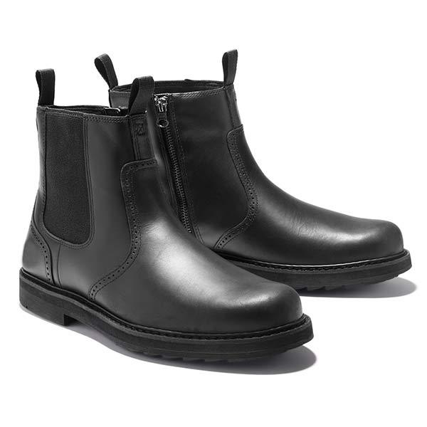 Men's Brogue Chelsea Boots with Side Zip & Lug Sole | Ankle