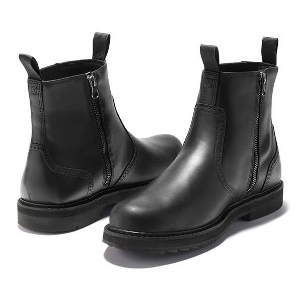 Men's Brogue Chelsea Boots with Side Zip & Lug Sole | Ankle