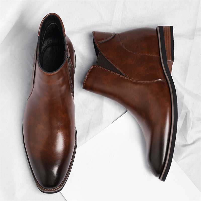 Men's Brown Boots Chelsea Ankle Pointed Toe | Work