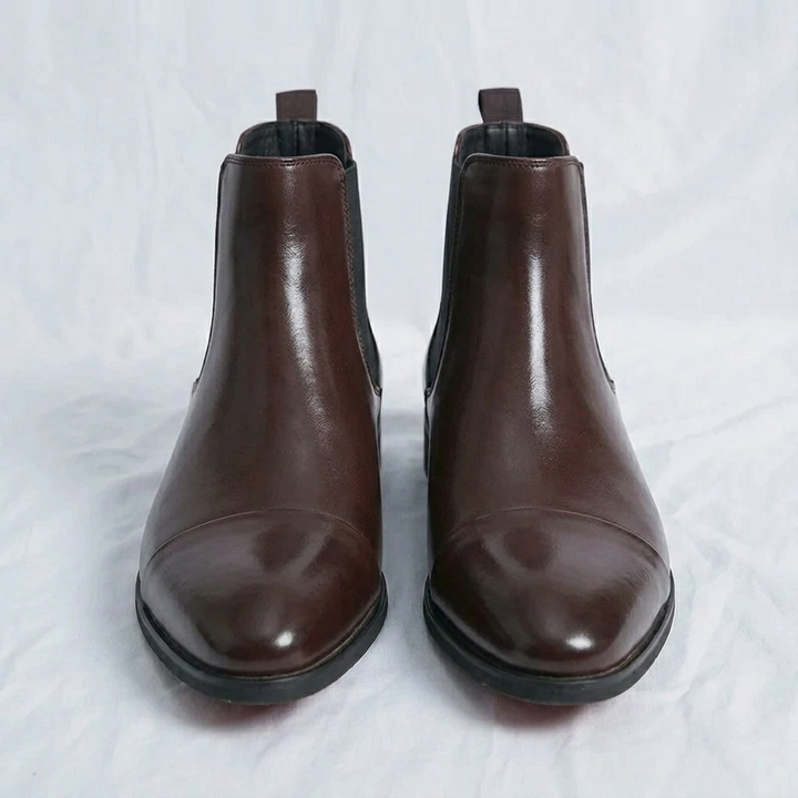 Men's Brown Boots Chelsea Ankle Red Sole | Work
