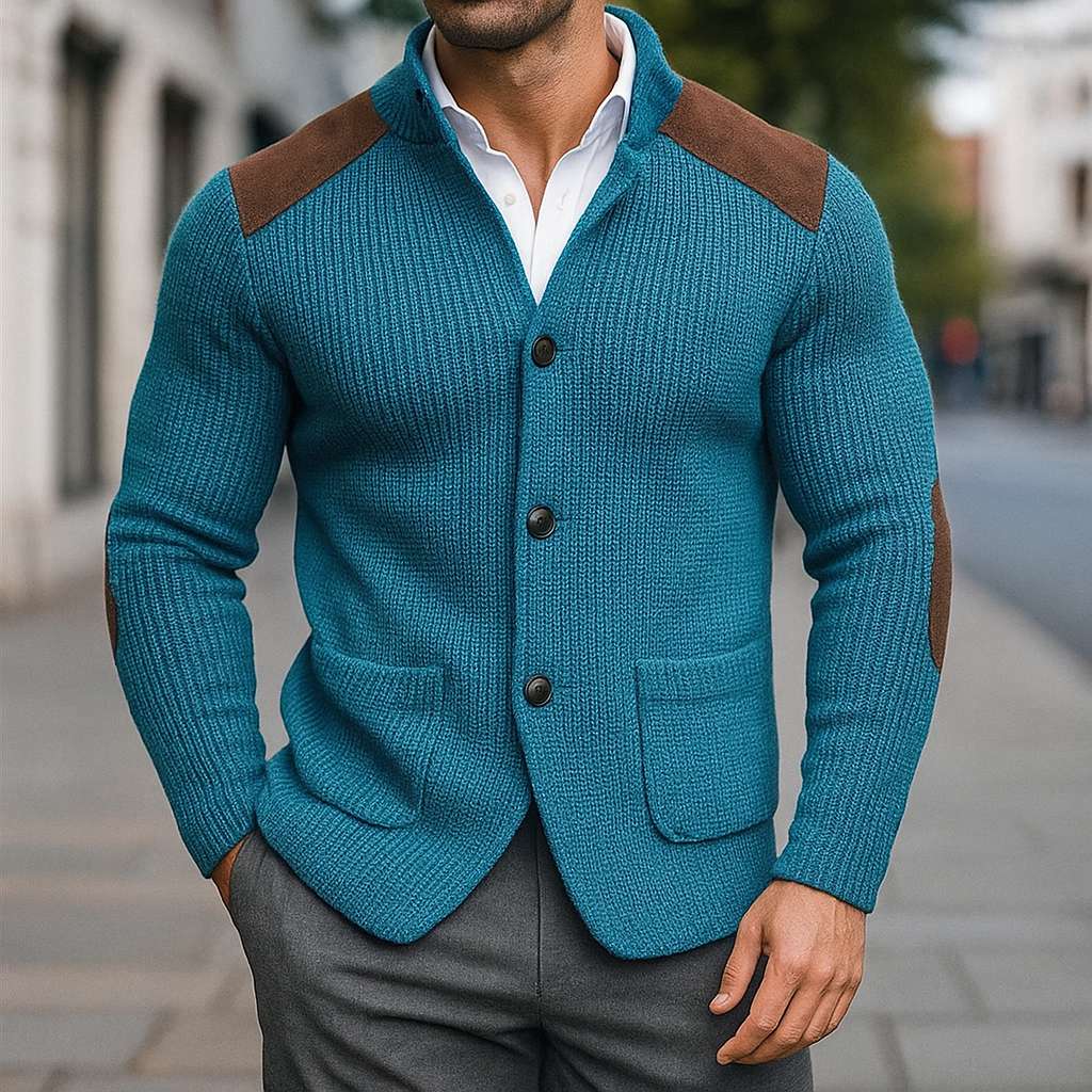 Men's Cardigan Knit Button Front | Patch Pockets