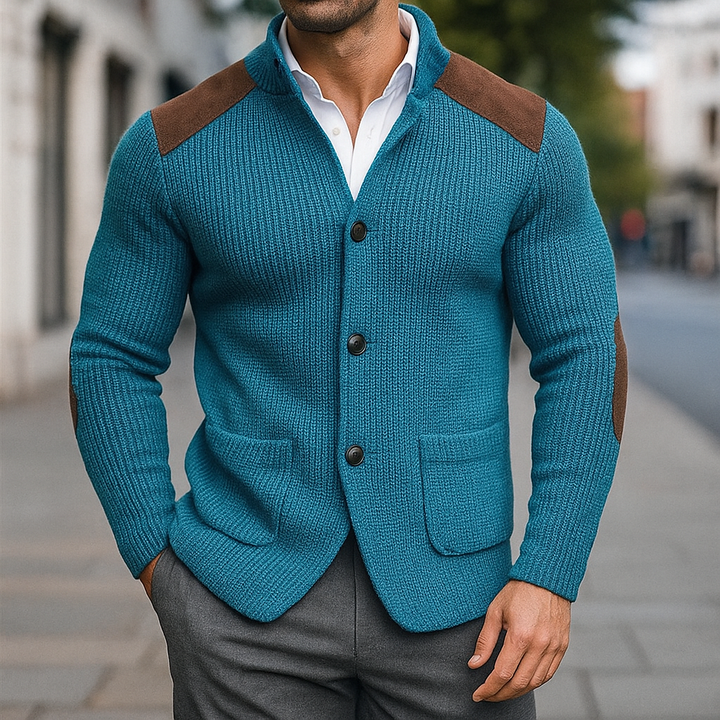 Men's Cardigan Knit Button Front | Patch Pockets
