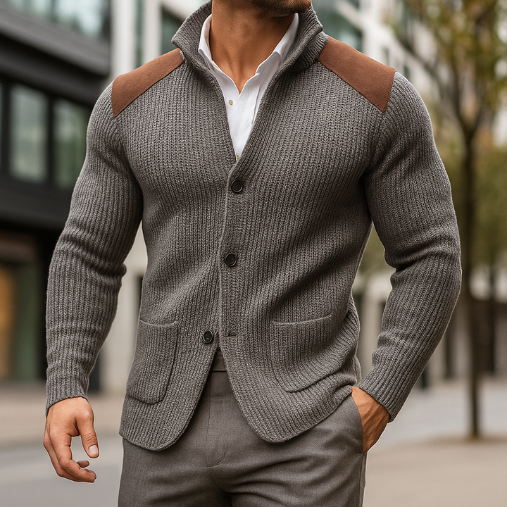 Men's Cardigan Knit Button Front | Patch Pockets