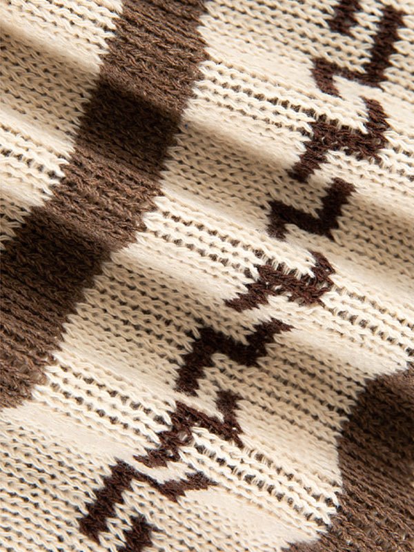 Men's Cardigan Knit Pattern Zip Front | Geometric