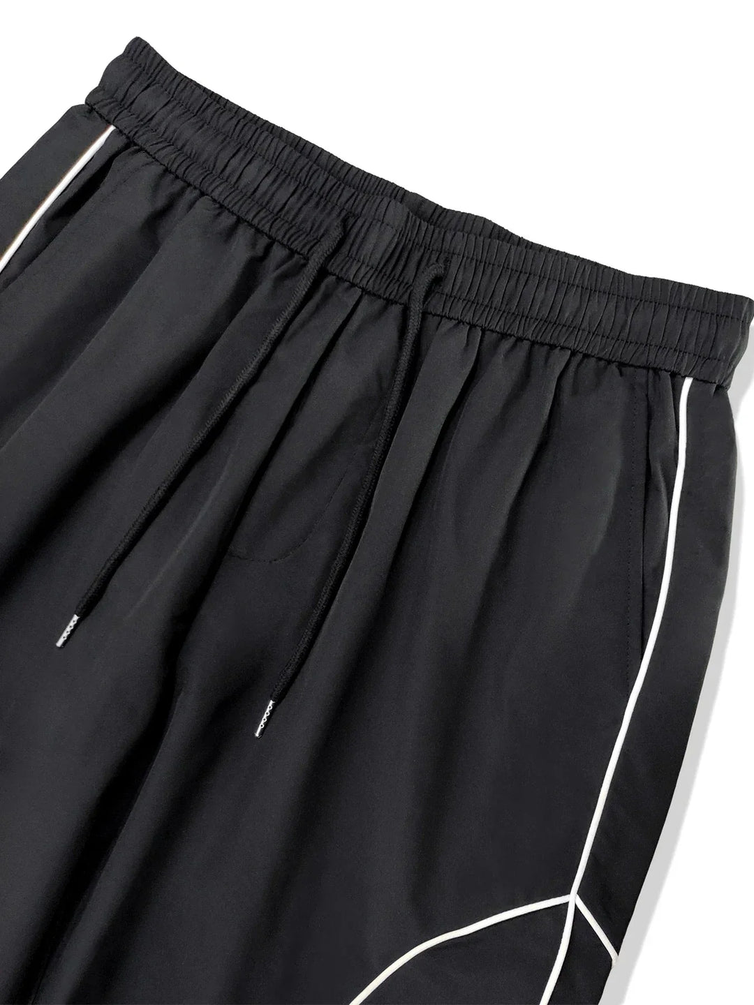Men's Black Cargo Pants Contrast Piping | Streetwear