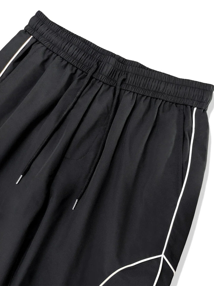 Men's Black Cargo Pants Contrast Piping | Streetwear