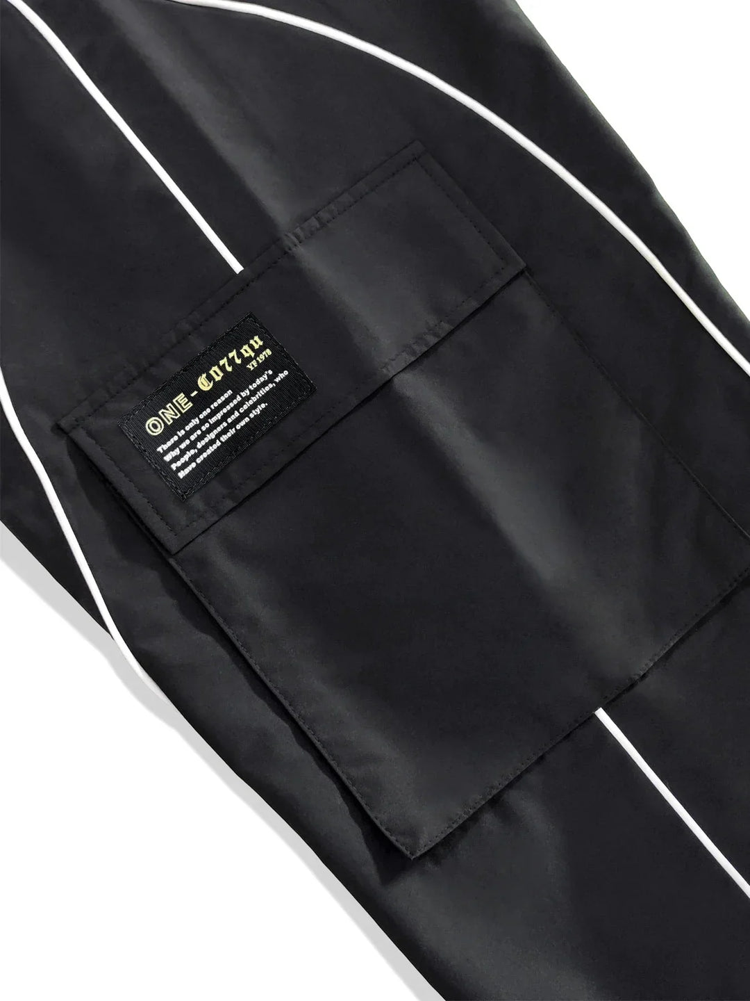 Men's Black Cargo Pants Contrast Piping | Streetwear