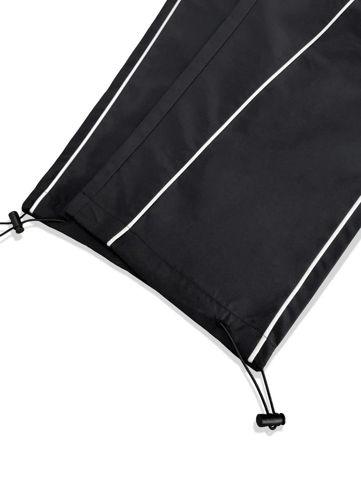 Men's Black Cargo Pants Contrast Piping | Streetwear