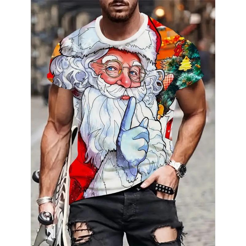 Men’s Christmas Shirt with Santa Graphic Print | Festive