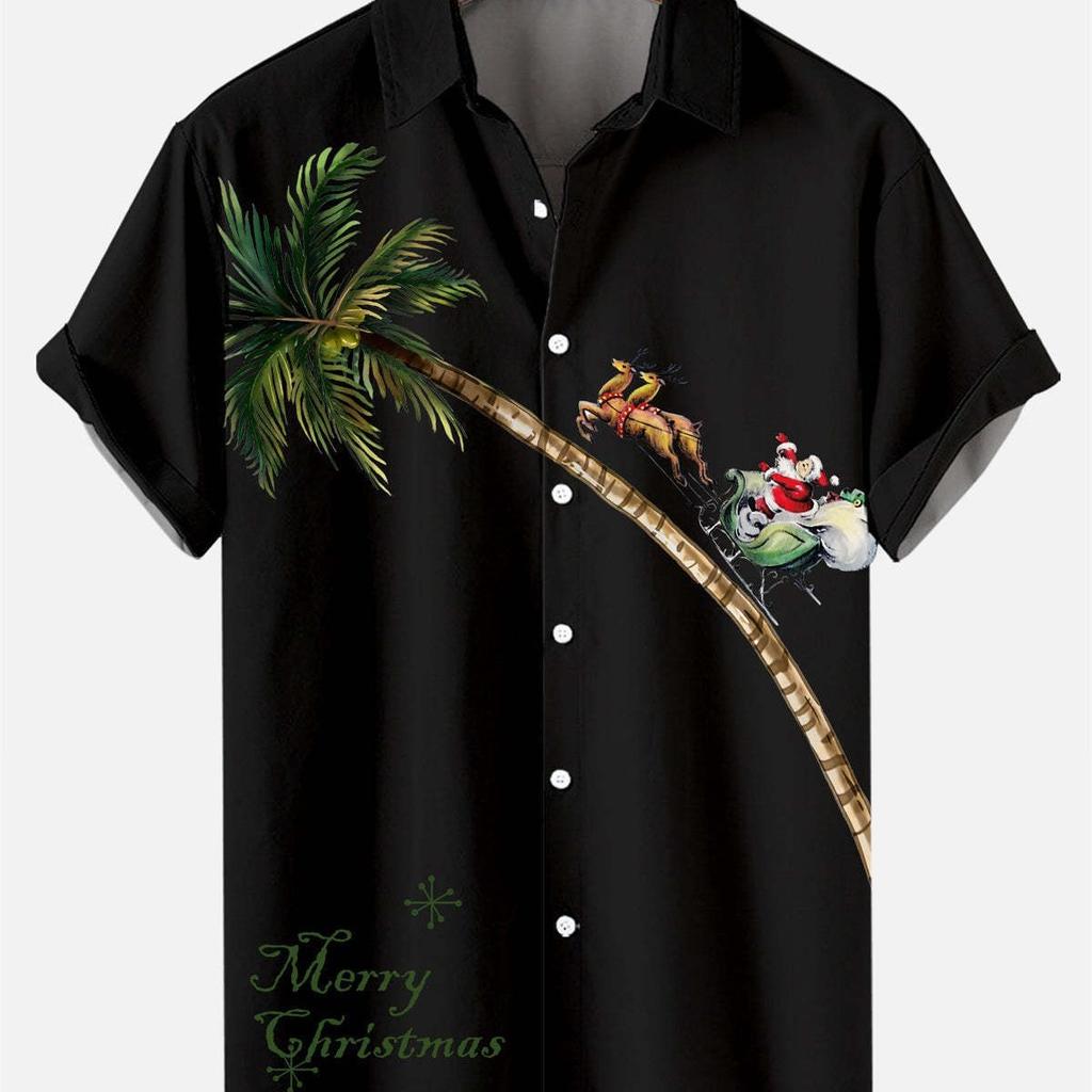 Men’s Christmas Shirt with Santa Print | Hawaiian