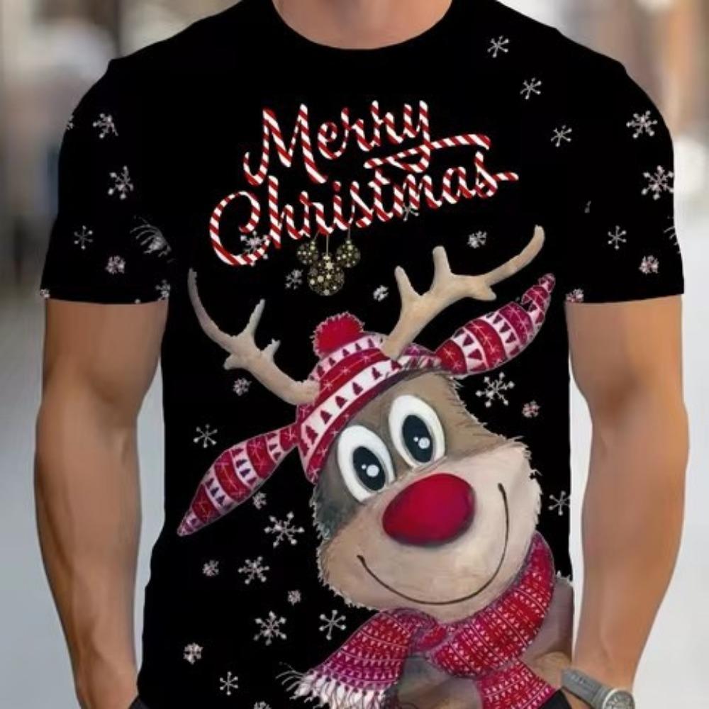 Men’s Christmas Shirt with Snowman and Santa Print | Festive