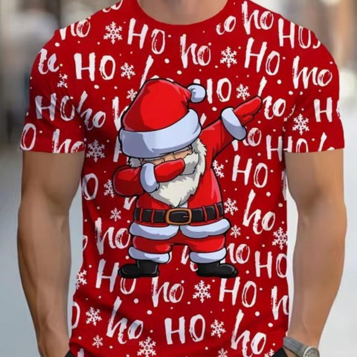 Men’s Christmas Shirt with Snowman and Santa Print | Festive
