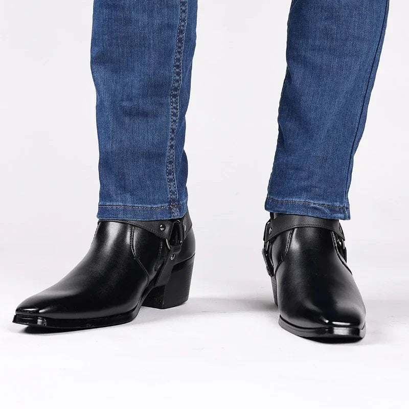 Men's Cowboy Boots Ankle Western | Harness Style