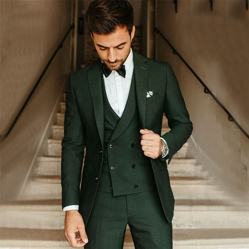 Men's Formal Suit with Double Breasted Vest & 3 Piece | Wedding