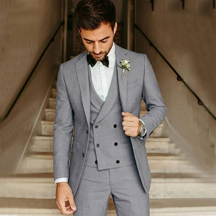 Men's Formal Suit with Double Breasted Vest & 3 Piece | Wedding