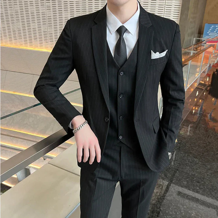 Men's Formal Suit with Pinstripe Print & 3 Piece Set | Business