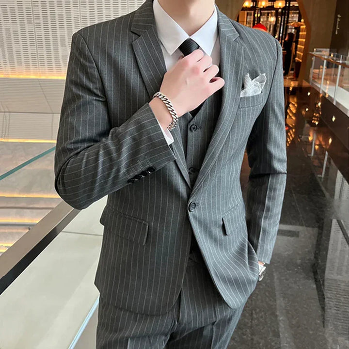 Men's Formal Suit with Pinstripe Print & 3 Piece Set | Business