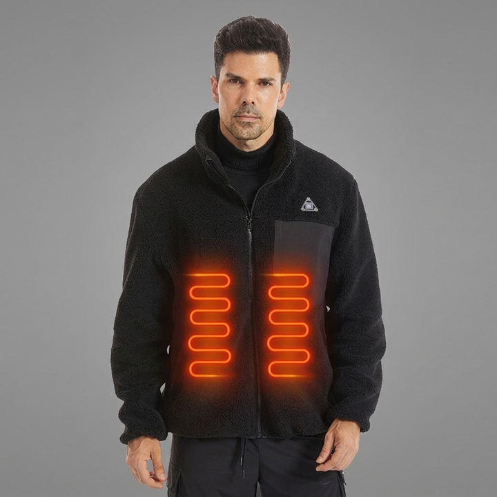 Men's Heated Jacket with USB Power & Stand Collar | Full Zip