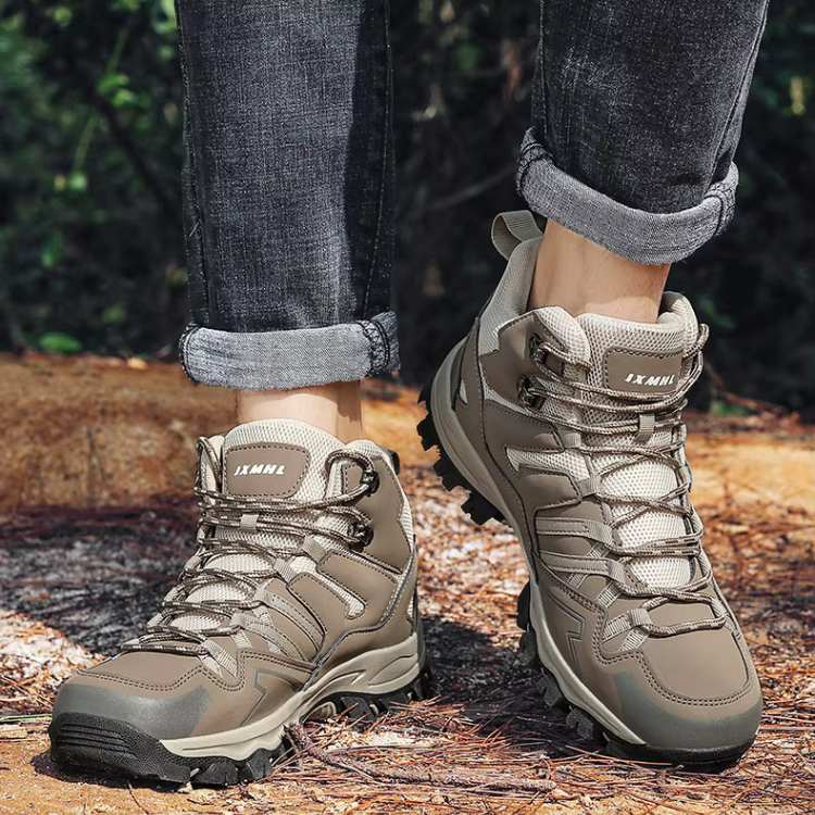 Men's Hiking Boots with High-Top Ankle Cut & Mesh Panel | Grip